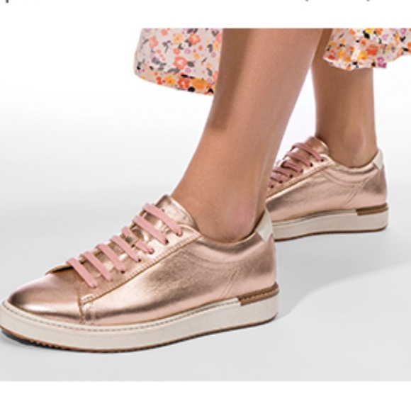Hush Puppies Sabine Rose Gold Gorpcore Metallic Lace Up Leather Sneakers Size 8 - Picture 1 of 11